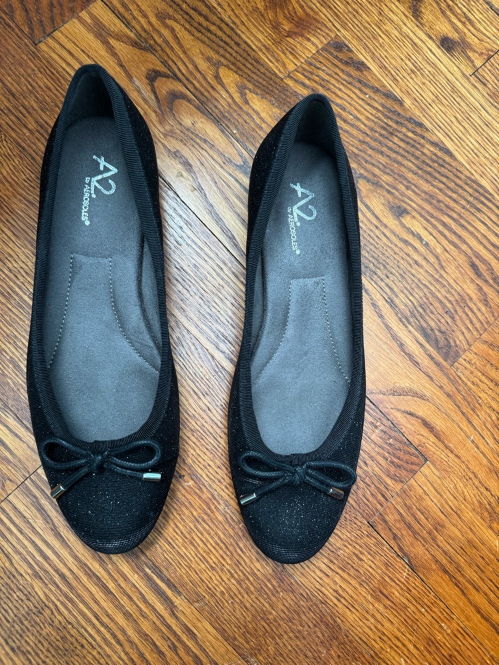A2 by Aerosoles Good Cheer Black Sparkle Ballet Flats- Size 8 1/2 M
